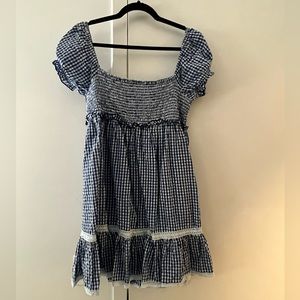 Urban Outfitters Marseille Gingham Smocked Mini Dress